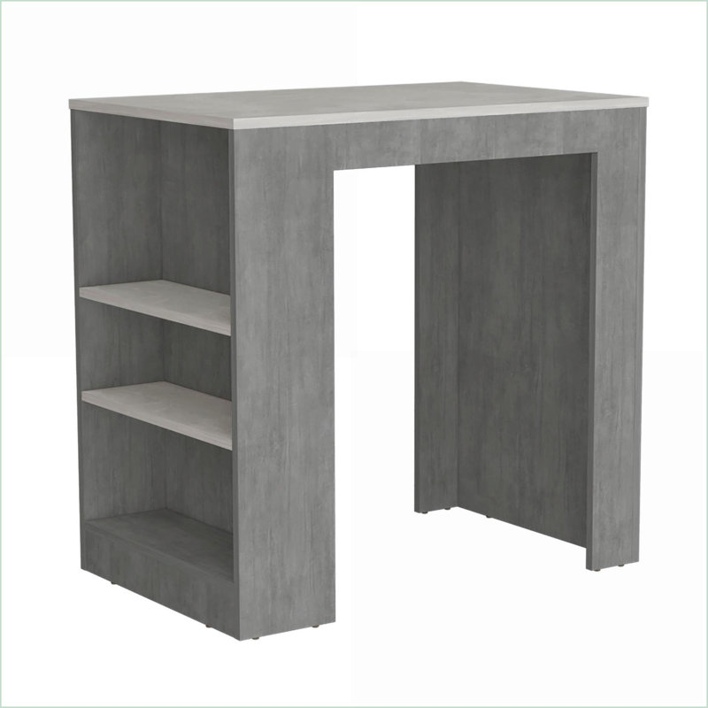 Îlot de cuisine gris béton Comptoir à hauteur de comptoir en marbre Ibiza - 3 tablettes | Petit (moins de 40 po) | Rectangulaire