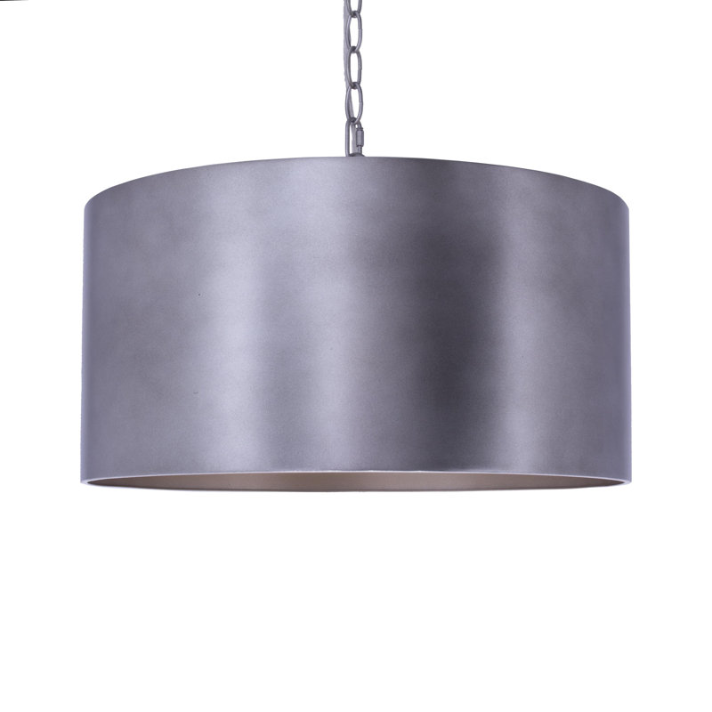 Luminaire suspendu tambour 1 lumières unique Harlan, Argent bruni