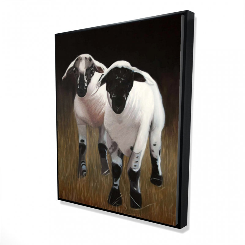 "Deux agneaux" sur toile, H 60 po x l 48 po
