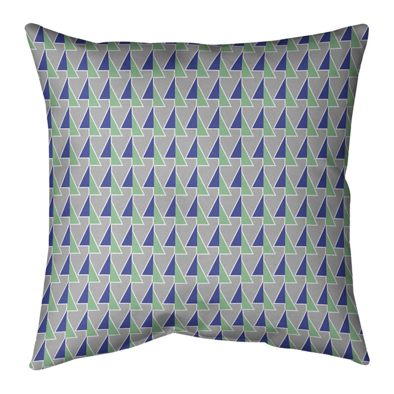 Flèches déplacées à l’intérieur et à l’extérieur Coussin décoratif, 16 po x 16 po, Vert pâle / bleu, Protection UV
