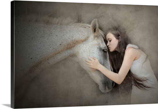 «Straub A Kiss» par Olga Mest - impression d'art graphique, H 16 po x l 24 po x P 1,5 po, Toile
