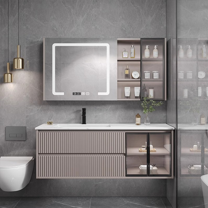 Simple multi-functional bathroom cabinet, Light Gray