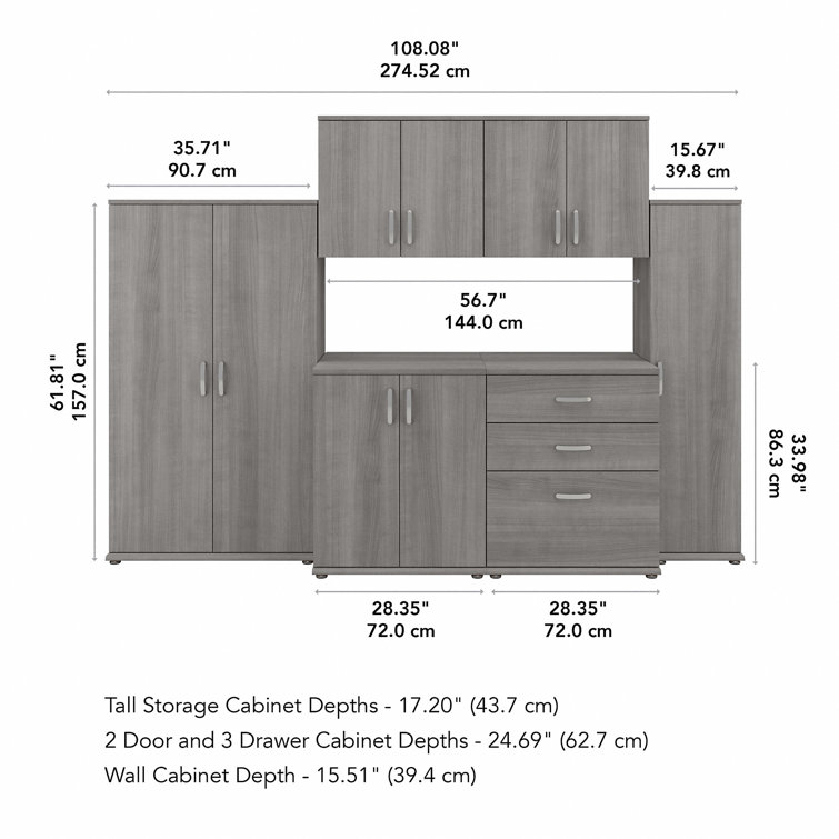 Universal Closet Organizer with Drawers in Storm Gray - Engineered Wood