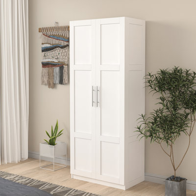 4 unités de rangement pour garde-robe et cuisine blanches, 2 portes, 3 cloisons, 2 portes design avec espaces, facile à nettoyer