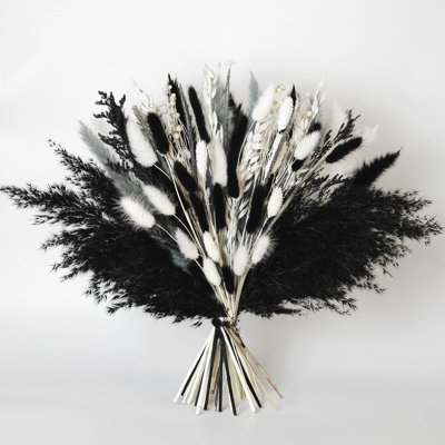 Bouquet d'herbes de la pampa noires - Fleurs séchées naturelles pour l'Halloween et décoration bohème