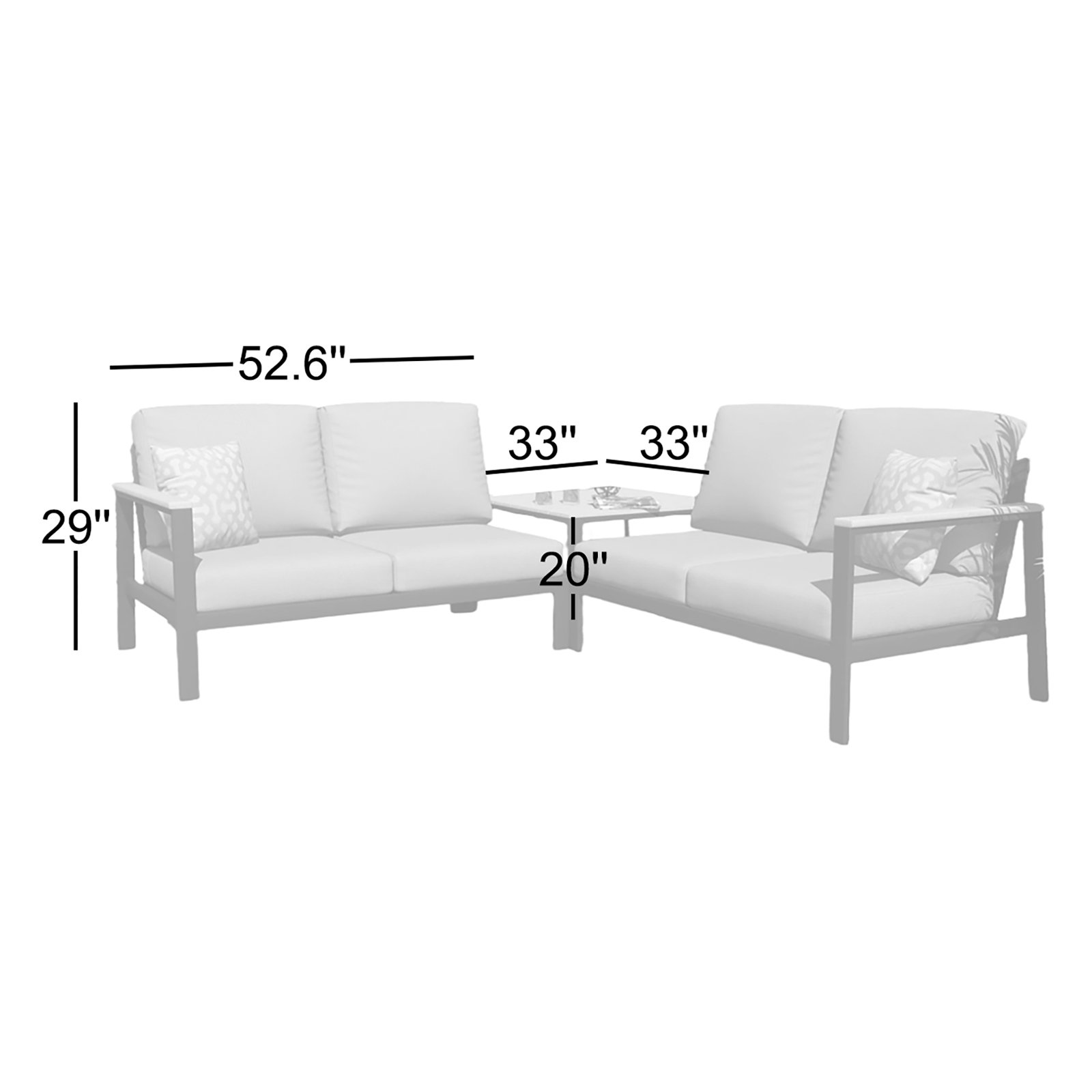 Townsend 3 Piece Sectional Seating Group With Sunbrella Cushions, Canvas Granite Sunbrella® Canvas