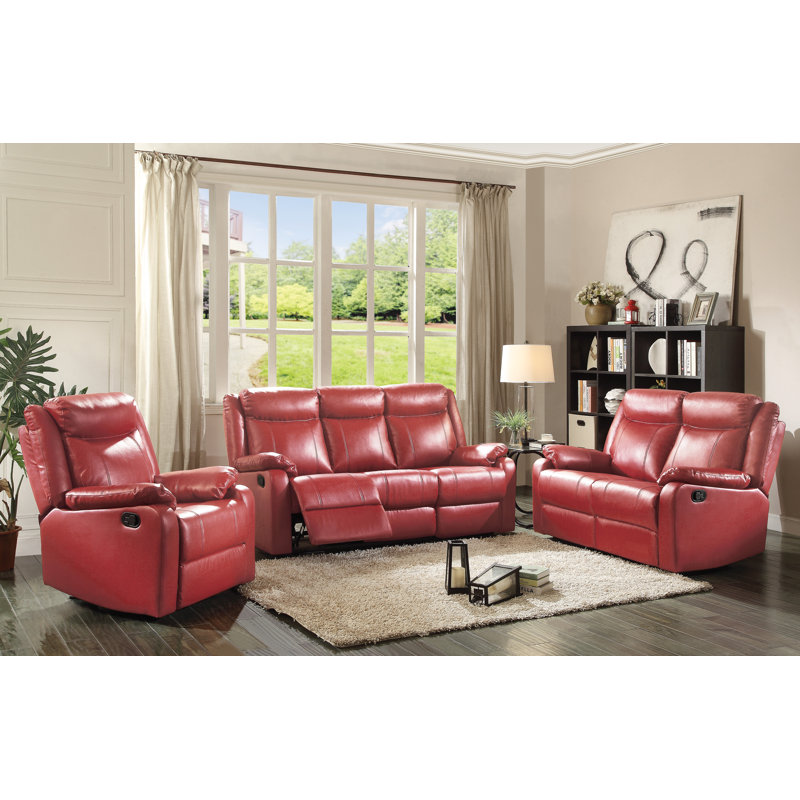 Canapé inclinable en similicuir de 76 po avec accoudoirs peirce Peirce, Similicuir rouge