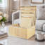 Ensemble de 4 paniers de rangement en bambou naturel avec couvercles et poignées, bacs de rangement décoratifs gigognes pour placard, chambre à coucher et salon