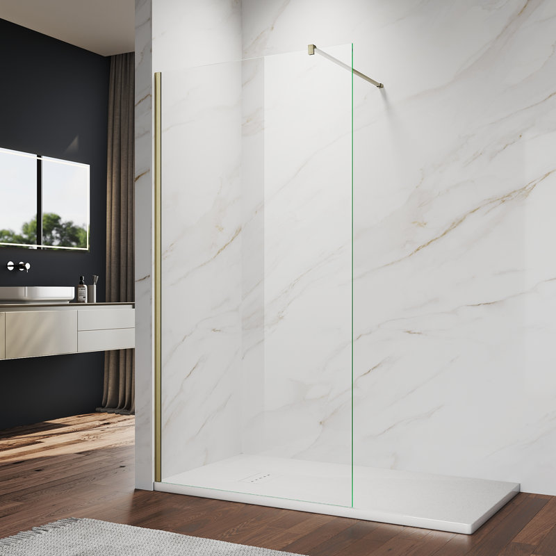 190mm H Frameless Walk In Glass Screens with Clear Glass, 190mm H x 120mm W