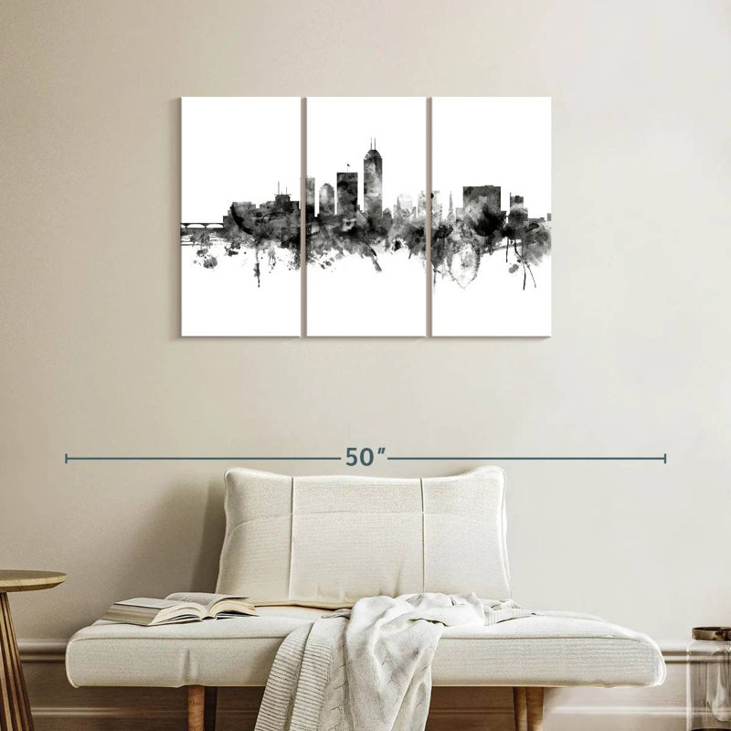 Indianapolis Indiana Skyline II, H 24 po x l 38 po