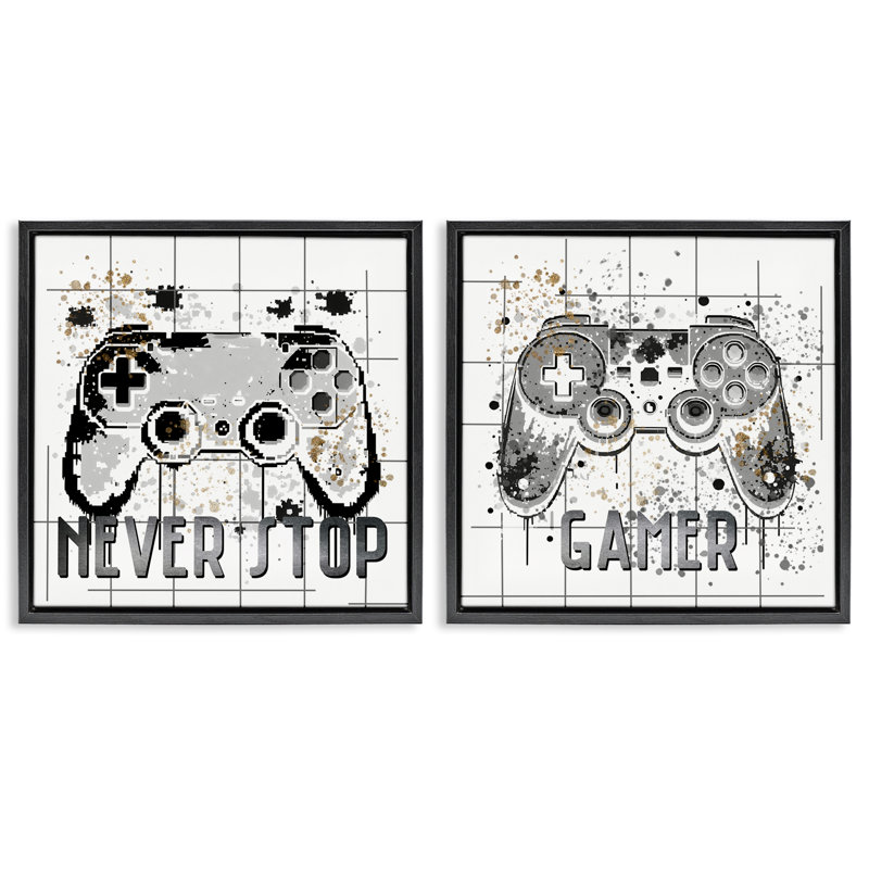 Ensemble de cadres flottants 2 pièces Gamer, H 18 po x l 18 po, Cadre flottant noir de jais