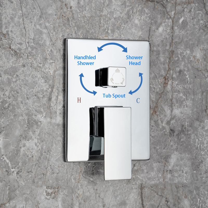 Pomme de douche fixe avec valve brute, Chrome poli