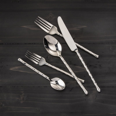 Fortessa Spindle 18/10 Stainless Steel, 5 Piece Flatware Set (service For 1), Silver