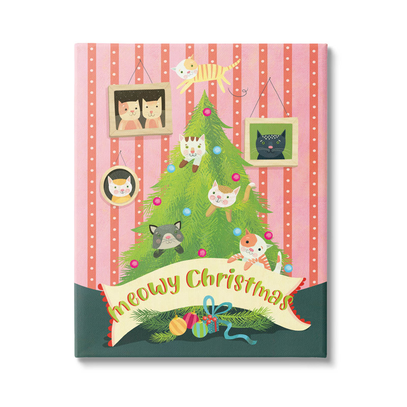 «Meowy Christmas Cat Tree», art mural par Laura Watson, H 48 po x l 36 po x P 1,5 po