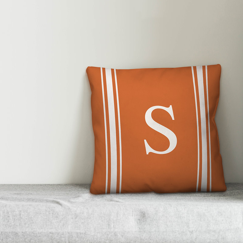 Striped Throw Pillow, S, Orange