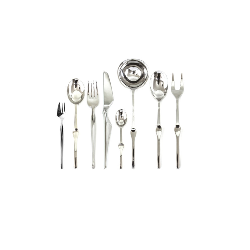 Ergonomica Flatware Set with H/H Knives - 63 Pieces - Stainless Steel