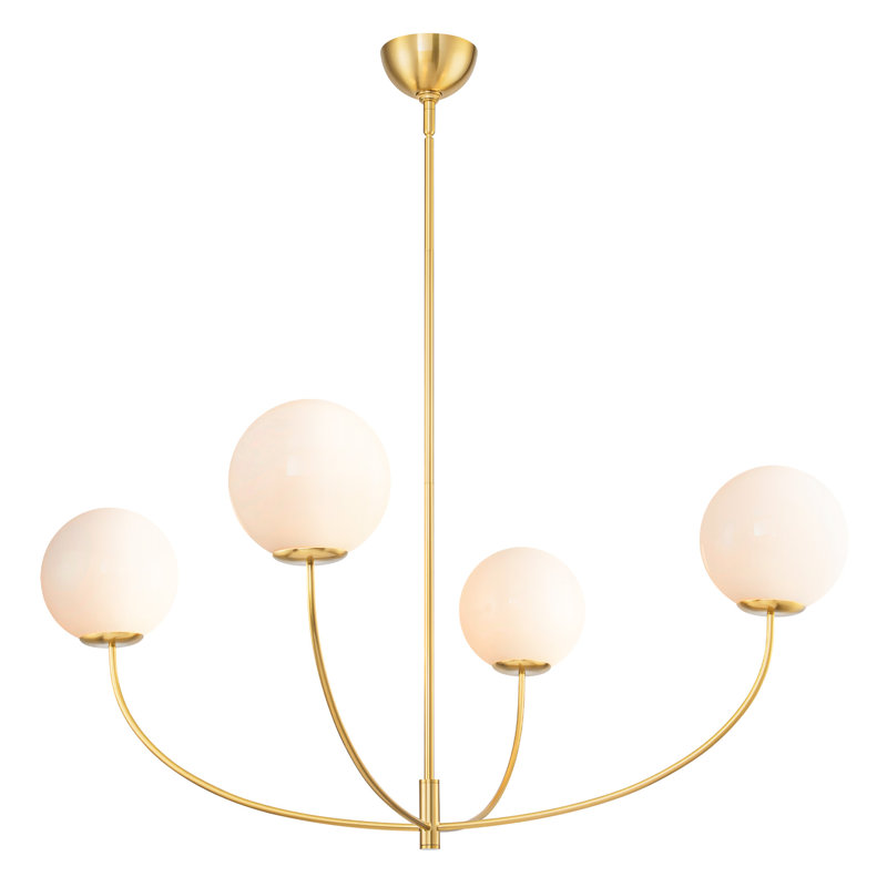 Lustre moderne en verre opale 4 lumières Orrhaen 