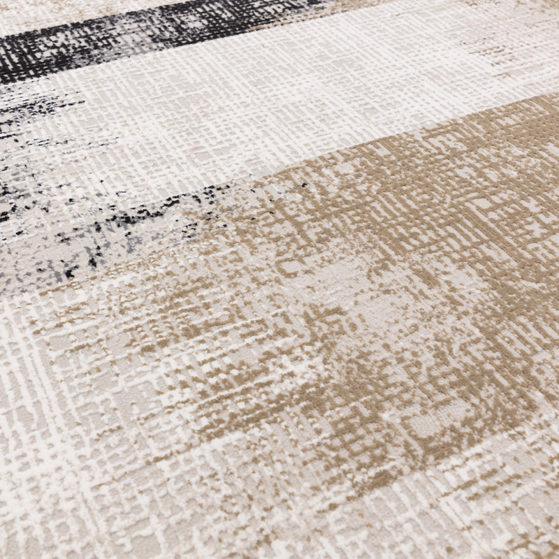 Abrienne Soft Shiny Lines Beige/Grey/Black Rug, Rectangle 160 x 230cm