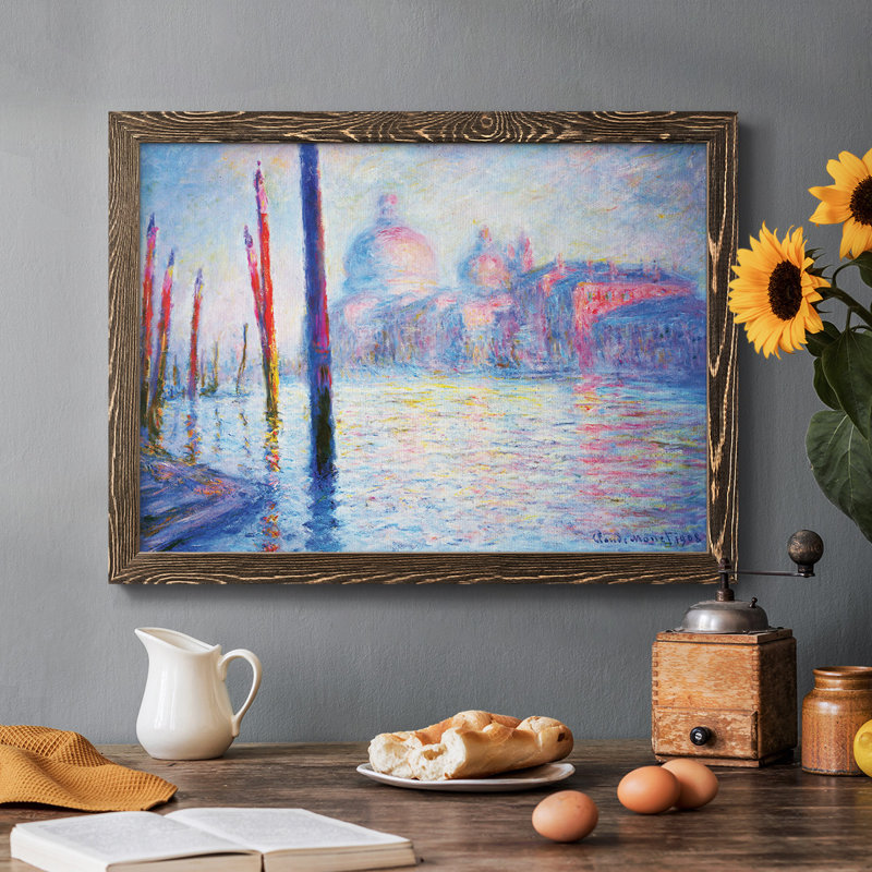 Canal Grand, peinture sur toile encadrée, Noyer, H 26 po x l 38 po x P 1,5 po