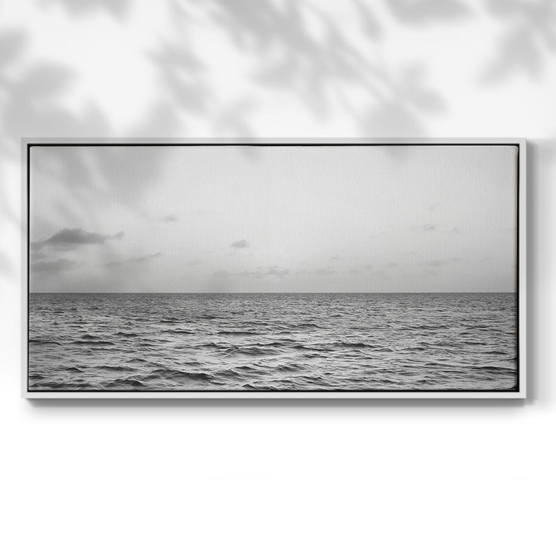 D'un bord à l'autre, toile tendue avec châssis, prête à être accrochée, H 21 po x l 41 po, Blanc