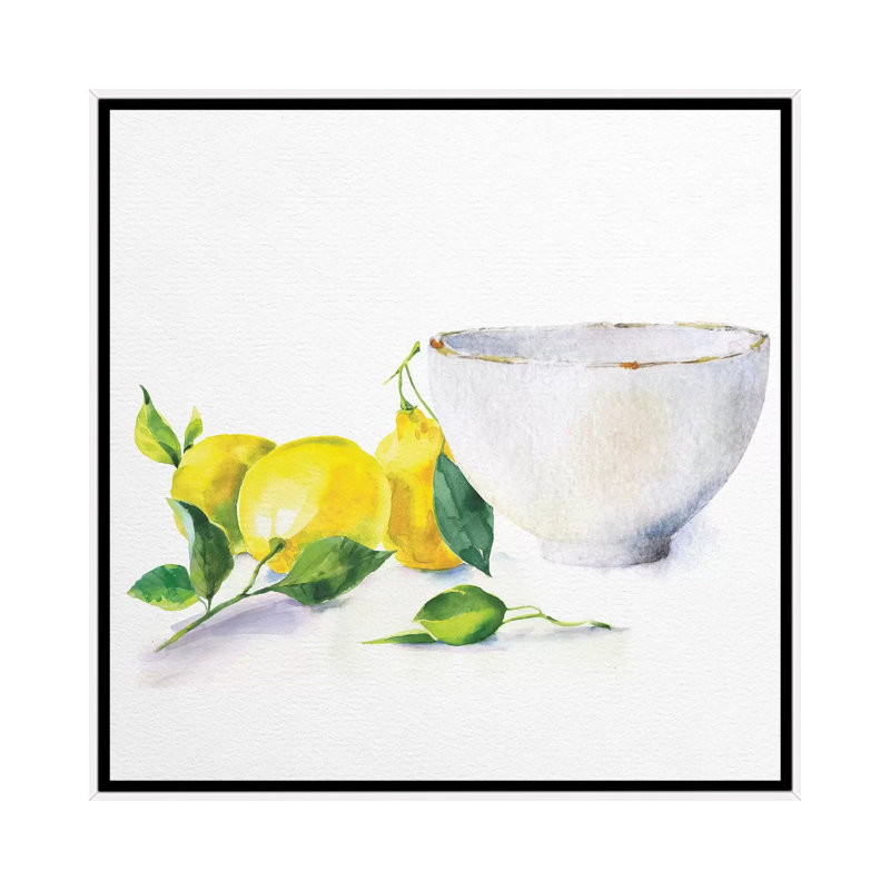 «Lemon Bowl» par Nikki Chu - impression, H 18 po x l 18 po x 1,5 po, Cadre blanc