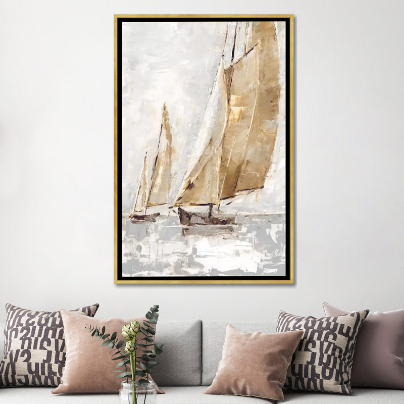 Golden Sails II par Ethan Harper - reproduction d'art, Pas de tapis, H 60 po x l 40po x P 1,5 po, Toile encadrée d'or