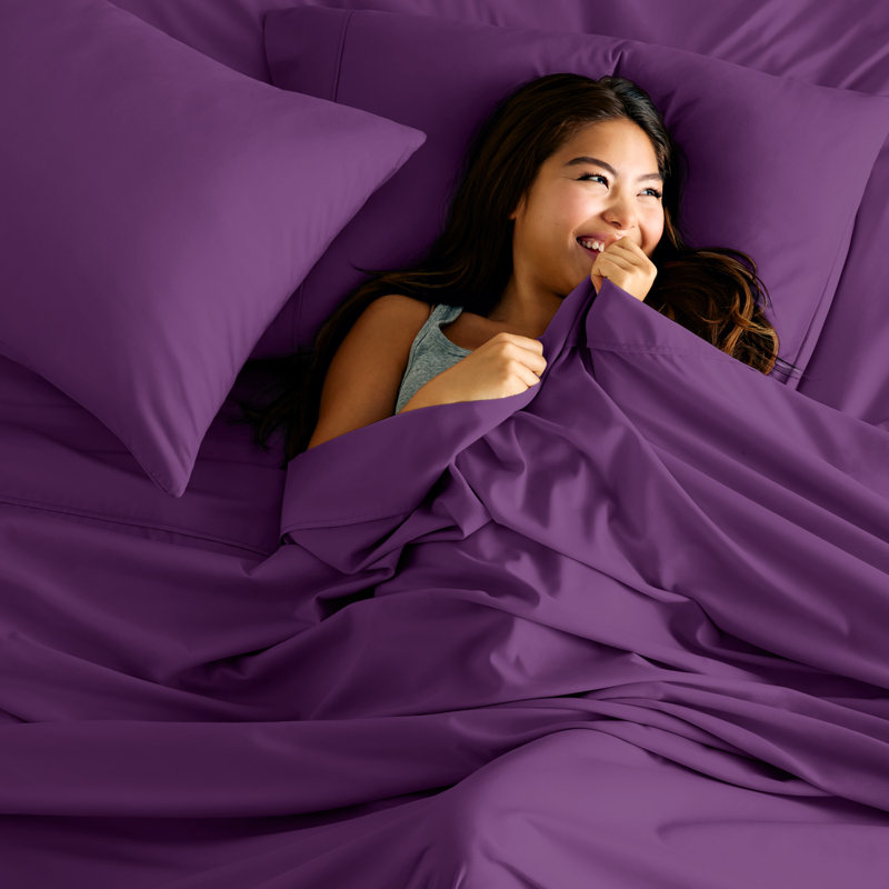 Microfiber Sheet Set with Bonus Pillowcase Set, Plum, Full XL