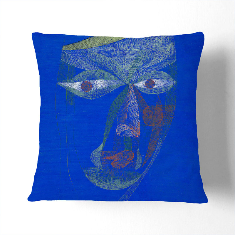 Portrait Of An Oriental By Paul Klee Square Throw Cushion, Black, 55cm H x 55cm W x 20cm D