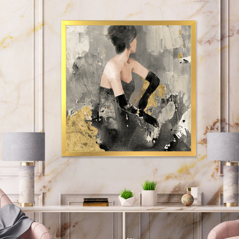 «Gold Fashion Dance», reproduction sur toile encadrée, H 30 po x l 30 po x P 1 po, Cadre doré