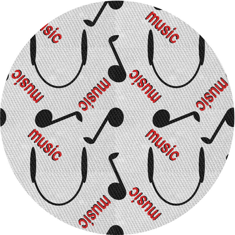 Tapis noir/rouge/gris tissé à la machine, Rond 6 pi