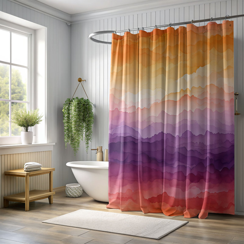 Rideau de douche standard 1 pièce Dusk Ombre, H 74 po x l 71 po