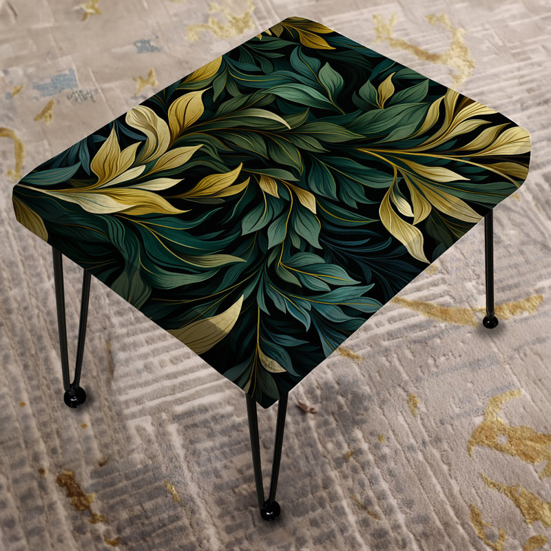 Repose-pieds rectangulaire vert feuille et jaune Harmony III