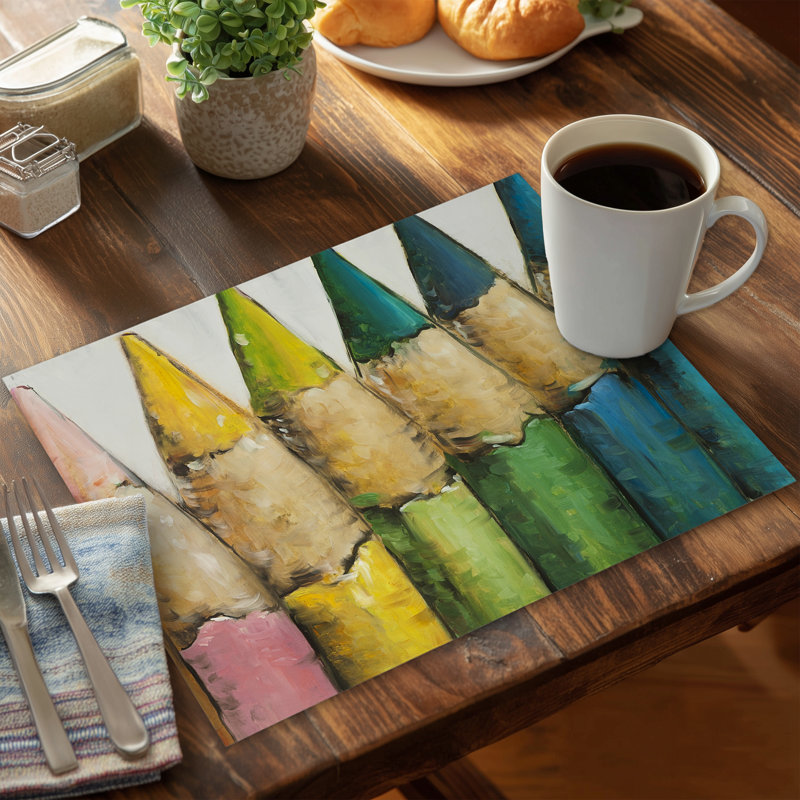 Color Pencils Standing Red Placemat | Home Decor Accessory