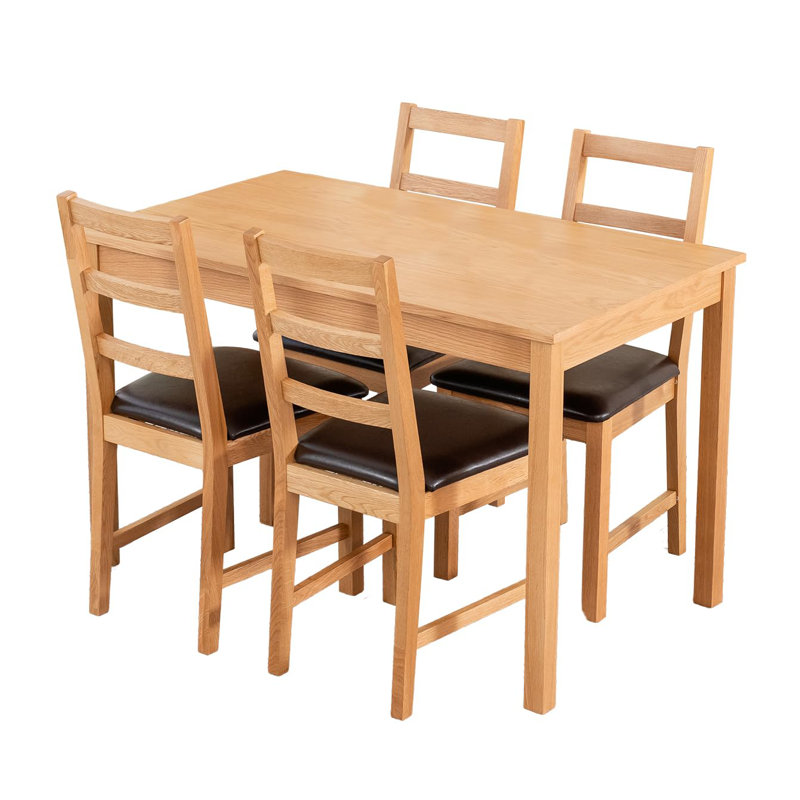 Abadou 4 - Person Solid Oak Dining Set
