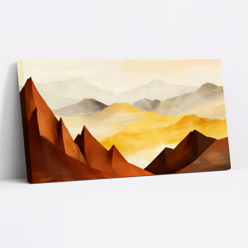 Ensemble de 1 tableau sur toile tendue représentant un paysage de montagne, H 24 po x l 48 po