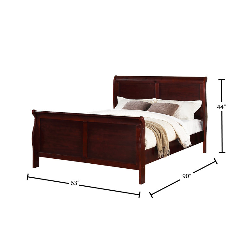 Lit-bateau en bois massif Hemmer, Cerisier foncé, Grand