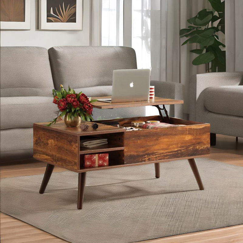 Table basse à plateau relevable en bois