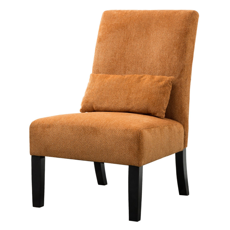 Fauteuil d'appoint sans accoudoirs avec coussin Pisano, Chenille orange