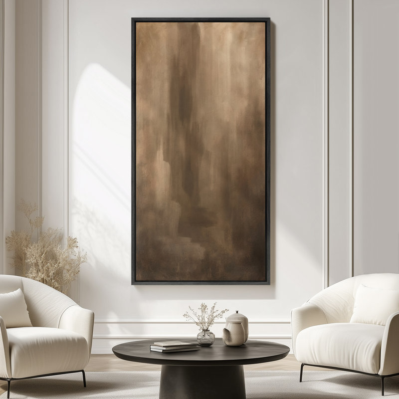 «Warm Minimalist sépia», art mural vertical sur toile encadrée, H 60 po x l 30 po, Noir