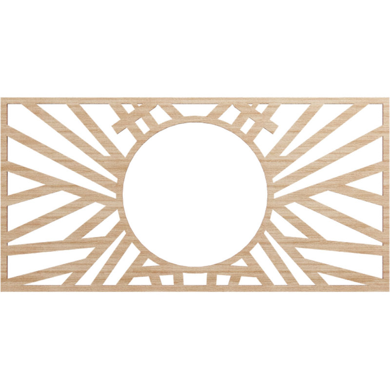 36"W x 18"H x 13 3/8"ID x 1/4"T Hoover Wood Fretwork Pierced Ceiling Medallion, Hickory, Alder, 13" H x 26" W x 0.38" D
