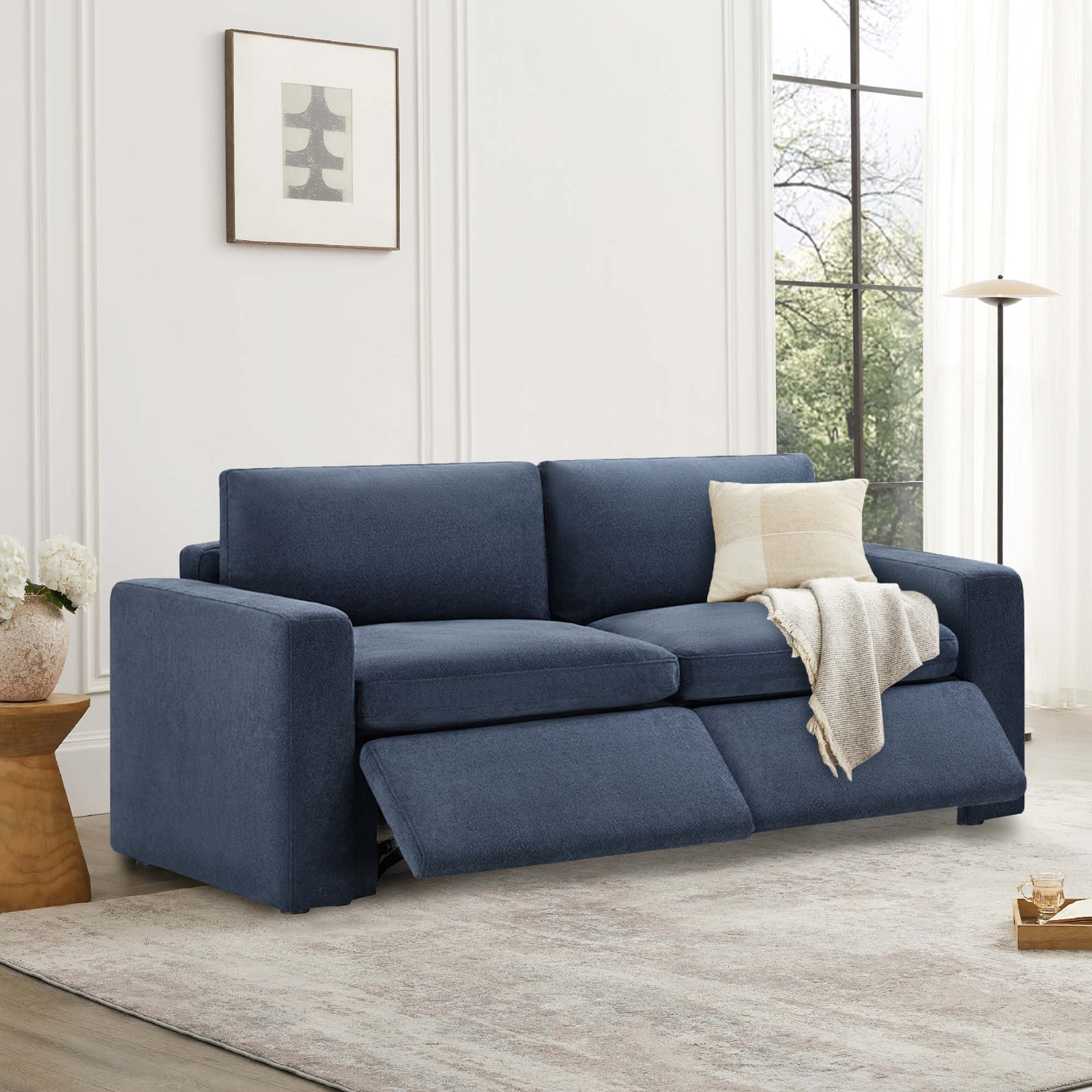 Lana 74" Linen Modular Sofa, Elite Indigo