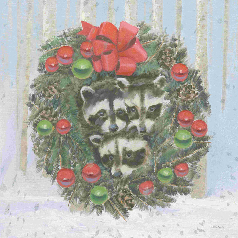 «Christmas Critter Bright VI» par Emily Adams - peinture sur toile tendue, H 20 po x l 20 po, Toile tendue, Non