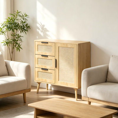Commode de rangement autoportante en rotin moderne avec commode pour le salon de la chambre à coucher