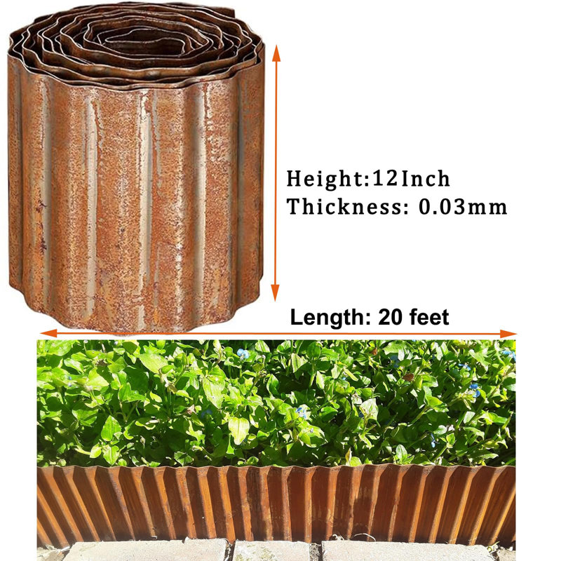 30cm H x 600cm W Metal Lawn Edging