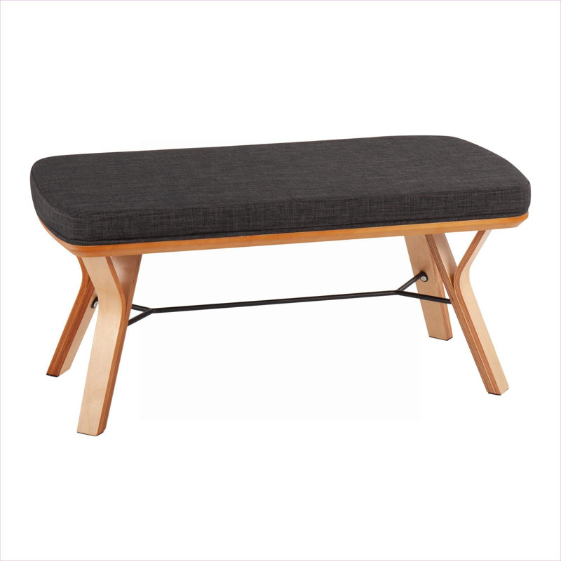 Banc rembourré en tissu de style Mid-Century moderne à 2 places, finition anthracite pour l'entrée, la chambre à coucher et le lit