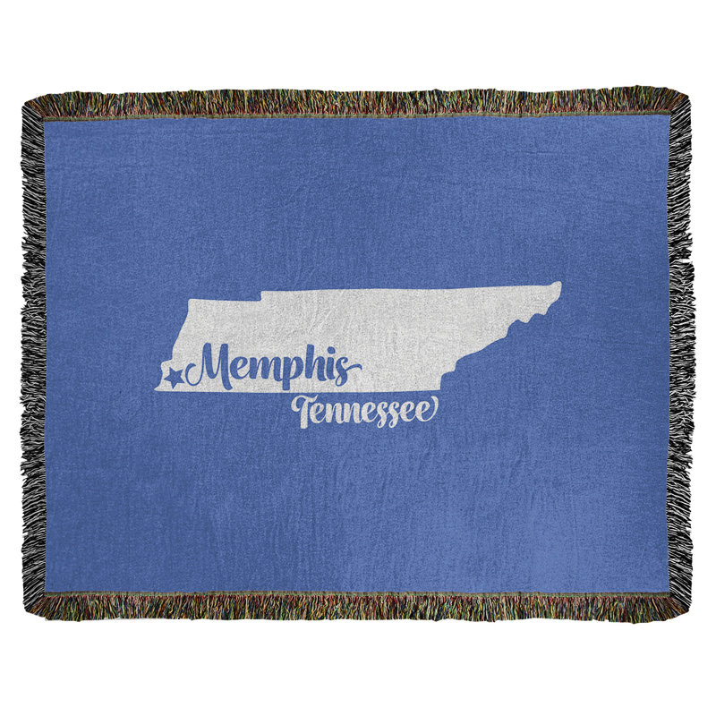 Jeté en coton tissé memphis tennessee, l 50 po x L 60 po, Bleu