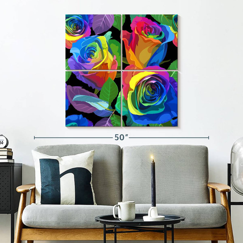 Harnek Neon Rainbow Roses, H 32 po x l 32 po