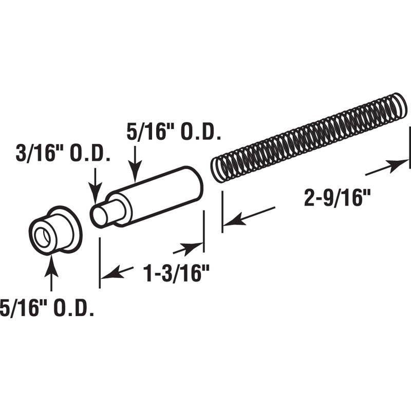 Ensemble de goupilles de charnière de porte en acier et en nylon, 2 9/16 po Ressorts, 5/16 po Diamètre des broches et des bagues, blanc (ensemble de 3)