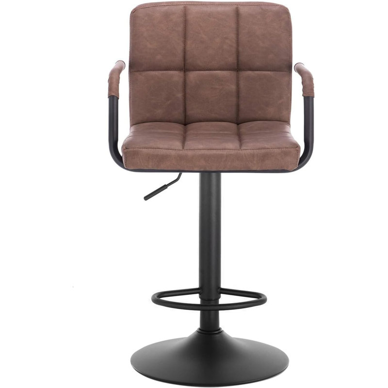 Merola Swivel Upholstered Adjustable Height Counter Stool with Metal Frame, Dark Brown