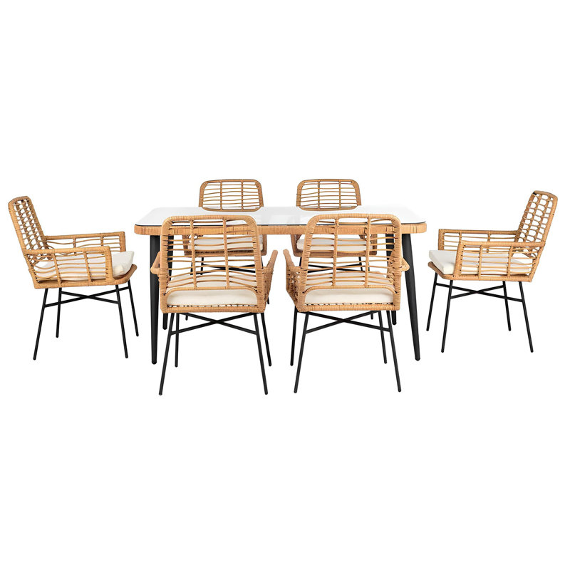 6-Person Rectangular Outdoor Dining Set with Cushion